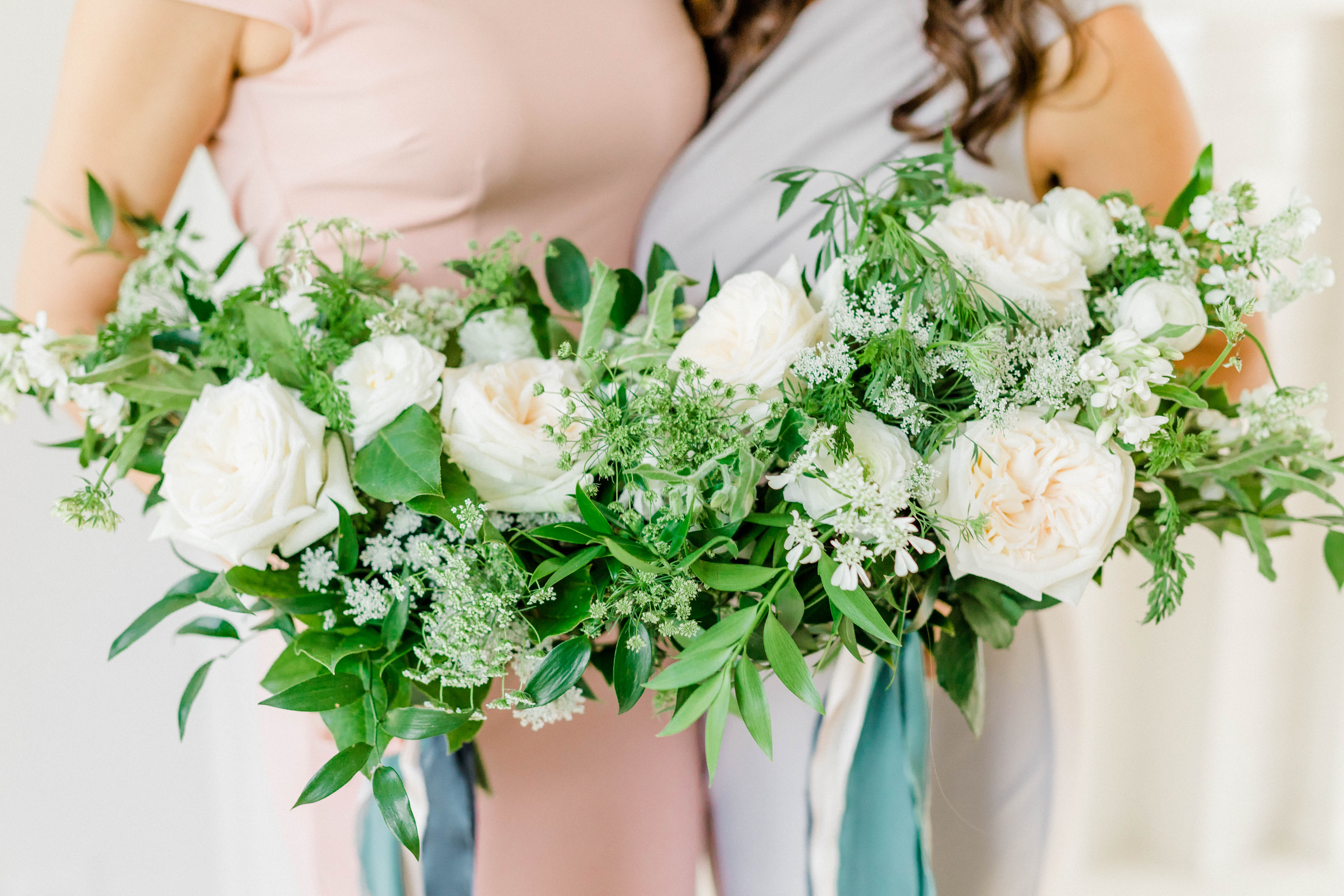 Bridesmaids Bouquet, Bridesmaids, elegant weddings, fine art, bridesmaids bouquet, classic wedding, gray bridesmaids dress, blush bridesmaids dress, Cream Wedding Florals